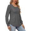 imageOFEEFAN Long Sleeve Shirts for Women Fall Tops Dressy Casual Blouses Pleated Scooped Neck Tunic Tops for Leggings1dark Grey