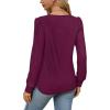 imageOFEEFAN Long Sleeve Shirts for Women Fall Tops Dressy Casual Blouses Pleated Scooped Neck Tunic Tops for Leggings1fuchsia Purple