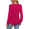 imageOFEEFAN Long Sleeve Shirts for Women Fall Tops Dressy Casual Blouses Pleated Scooped Neck Tunic Tops for Leggings1hot Pink