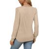 imageOFEEFAN Long Sleeve Shirts for Women Fall Tops Dressy Casual Blouses Pleated Scooped Neck Tunic Tops for Leggings1khaki