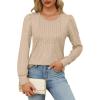 imageOFEEFAN Long Sleeve Shirts for Women Fall Tops Dressy Casual Blouses Pleated Scooped Neck Tunic Tops for Leggings1khaki