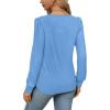 imageOFEEFAN Long Sleeve Shirts for Women Fall Tops Dressy Casual Blouses Pleated Scooped Neck Tunic Tops for Leggings1light Blue