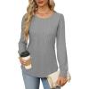 imageOFEEFAN Long Sleeve Shirts for Women Fall Tops Dressy Casual Blouses Pleated Scooped Neck Tunic Tops for Leggings1light Grey
