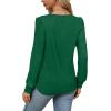 imageOFEEFAN Long Sleeve Shirts for Women Fall Tops Dressy Casual Blouses Pleated Scooped Neck Tunic Tops for Leggings1moss Green