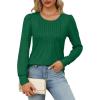 imageOFEEFAN Long Sleeve Shirts for Women Fall Tops Dressy Casual Blouses Pleated Scooped Neck Tunic Tops for Leggings1moss Green