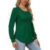 imageOFEEFAN Long Sleeve Shirts for Women Fall Tops Dressy Casual Blouses Pleated Scooped Neck Tunic Tops for Leggings1moss Green