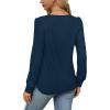 imageOFEEFAN Long Sleeve Shirts for Women Fall Tops Dressy Casual Blouses Pleated Scooped Neck Tunic Tops for Leggings1navy Blue