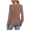 imageOFEEFAN Long Sleeve Shirts for Women Fall Tops Dressy Casual Blouses Pleated Scooped Neck Tunic Tops for Leggings1nutmeg