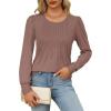 imageOFEEFAN Long Sleeve Shirts for Women Fall Tops Dressy Casual Blouses Pleated Scooped Neck Tunic Tops for Leggings1nutmeg
