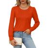 imageOFEEFAN Long Sleeve Shirts for Women Fall Tops Dressy Casual Blouses Pleated Scooped Neck Tunic Tops for Leggings1orange