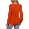 imageOFEEFAN Long Sleeve Shirts for Women Fall Tops Dressy Casual Blouses Pleated Scooped Neck Tunic Tops for Leggings1orange