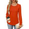 imageOFEEFAN Long Sleeve Shirts for Women Fall Tops Dressy Casual Blouses Pleated Scooped Neck Tunic Tops for Leggings1orange