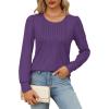 imageOFEEFAN Long Sleeve Shirts for Women Fall Tops Dressy Casual Blouses Pleated Scooped Neck Tunic Tops for Leggings1purple