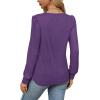imageOFEEFAN Long Sleeve Shirts for Women Fall Tops Dressy Casual Blouses Pleated Scooped Neck Tunic Tops for Leggings1purple