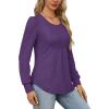 imageOFEEFAN Long Sleeve Shirts for Women Fall Tops Dressy Casual Blouses Pleated Scooped Neck Tunic Tops for Leggings1purple