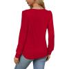 imageOFEEFAN Long Sleeve Shirts for Women Fall Tops Dressy Casual Blouses Pleated Scooped Neck Tunic Tops for Leggings1red