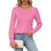 imageOFEEFAN Long Sleeve Shirts for Women Fall Tops Dressy Casual Blouses Pleated Scooped Neck Tunic Tops for Leggings1rose Pink