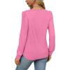 imageOFEEFAN Long Sleeve Shirts for Women Fall Tops Dressy Casual Blouses Pleated Scooped Neck Tunic Tops for Leggings1rose Pink