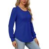 imageOFEEFAN Long Sleeve Shirts for Women Fall Tops Dressy Casual Blouses Pleated Scooped Neck Tunic Tops for Leggings1royal Blue