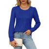 imageOFEEFAN Long Sleeve Shirts for Women Fall Tops Dressy Casual Blouses Pleated Scooped Neck Tunic Tops for Leggings1royal Blue
