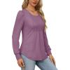 imageOFEEFAN Long Sleeve Shirts for Women Fall Tops Dressy Casual Blouses Pleated Scooped Neck Tunic Tops for Leggings1taro