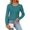 imageOFEEFAN Long Sleeve Shirts for Women Fall Tops Dressy Casual Blouses Pleated Scooped Neck Tunic Tops for Leggings1teal