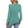 imageOFEEFAN Long Sleeve Shirts for Women Fall Tops Dressy Casual Blouses Pleated Scooped Neck Tunic Tops for Leggings1turquoise