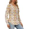 imageOFEEFAN Long Sleeve Shirts for Women Fall Tops Dressy Casual Blouses Pleated Scooped Neck Tunic Tops for Leggings2floral Beige