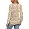 imageOFEEFAN Long Sleeve Shirts for Women Fall Tops Dressy Casual Blouses Pleated Scooped Neck Tunic Tops for Leggings2floral Beige