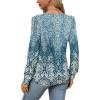 imageOFEEFAN Long Sleeve Shirts for Women Fall Tops Dressy Casual Blouses Pleated Scooped Neck Tunic Tops for Leggings2floral Beigeblue