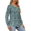 imageOFEEFAN Long Sleeve Shirts for Women Fall Tops Dressy Casual Blouses Pleated Scooped Neck Tunic Tops for Leggings2floral Blue