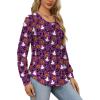 imageOFEEFAN Long Sleeve Shirts for Women Fall Tops Dressy Casual Blouses Pleated Scooped Neck Tunic Tops for Leggings2halloween Print