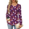 imageOFEEFAN Long Sleeve Shirts for Women Fall Tops Dressy Casual Blouses Pleated Scooped Neck Tunic Tops for Leggings2halloween Print