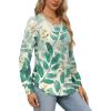 imageOFEEFAN Long Sleeve Shirts for Women Fall Tops Dressy Casual Blouses Pleated Scooped Neck Tunic Tops for Leggings2leaf Teal