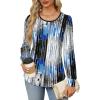 imageOFEEFAN Long Sleeve Shirts for Women Fall Tops Dressy Casual Blouses Pleated Scooped Neck Tunic Tops for Leggings3tech Print