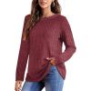 imageOFEEFAN Long Sleeve Shirts for Women Lightweight Crew Neck Casual Tunic TopsA02red