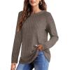 imageOFEEFAN Long Sleeve Shirts for Women Lightweight Crew Neck Casual Tunic TopsC08khaki