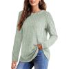 imageOFEEFAN Long Sleeve Shirts for Women Lightweight Crew Neck Casual Tunic TopsC24bean Green