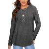 imageOFEEFAN Long Sleeve Shirts for Women Lightweight Crew Neck Casual Tunic TopsC25 Black Grey