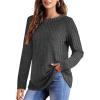imageOFEEFAN Long Sleeve Shirts for Women Lightweight Crew Neck Casual Tunic TopsC25 Black Grey