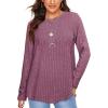 imageOFEEFAN Long Sleeve Shirts for Women Lightweight Crew Neck Casual Tunic TopsC26 Fuchsia