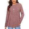 imageOFEEFAN Long Sleeve Shirts for Women Lightweight Crew Neck Casual Tunic TopsC27 Brick Red