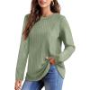 imageOFEEFAN Long Sleeve Shirts for Women Lightweight Crew Neck Casual Tunic TopsC31grass Green