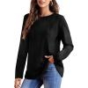 imageOFEEFAN Long Sleeve Shirts for Women Lightweight Crew Neck Casual Tunic TopsC32irregular Black