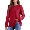 imageOFEEFAN Long Sleeve Shirts for Women Lightweight Crew Neck Casual Tunic TopsC33irregular Red