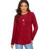 imageOFEEFAN Long Sleeve Shirts for Women Lightweight Crew Neck Casual Tunic TopsC33irregular Red