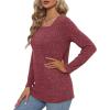 imageOFEEFAN Long Sleeve Shirts for Women Lightweight Crew Neck Casual Tunic TopsS02red