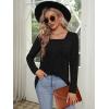 imageOFEEFAN Long Sleeve Shirts for Women Lightweight Crew Neck Casual Tunic TopsS03black