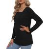 imageOFEEFAN Long Sleeve Shirts for Women Lightweight Crew Neck Casual Tunic TopsS03black