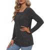 imageOFEEFAN Long Sleeve Shirts for Women Lightweight Crew Neck Casual Tunic TopsS07dark Grey